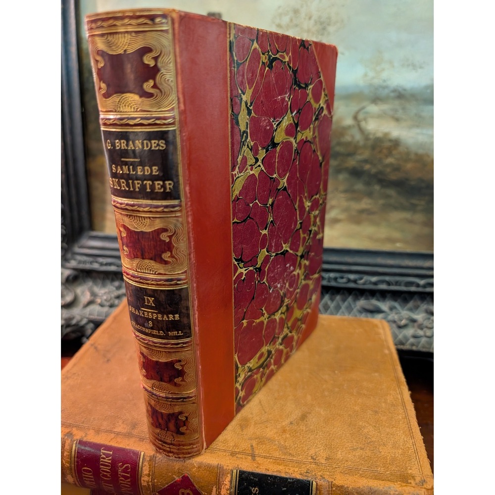 Georg Brandes Samlede Skrifter IX 1901 Danish Leather Antique Book Shakespeare